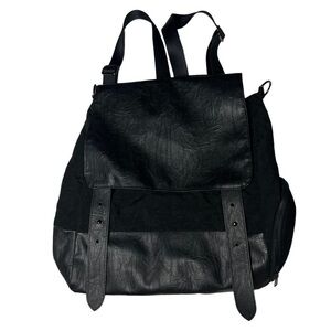 Lucy Active Nappa Canvas Like Black backpack convertible Crossbody Satchel Bag